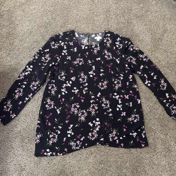 J. Jill Textured-Cotton Tiered Top Size M Petite 3/4‎ Sleeves Scoop Neck - Picture 1 of 13